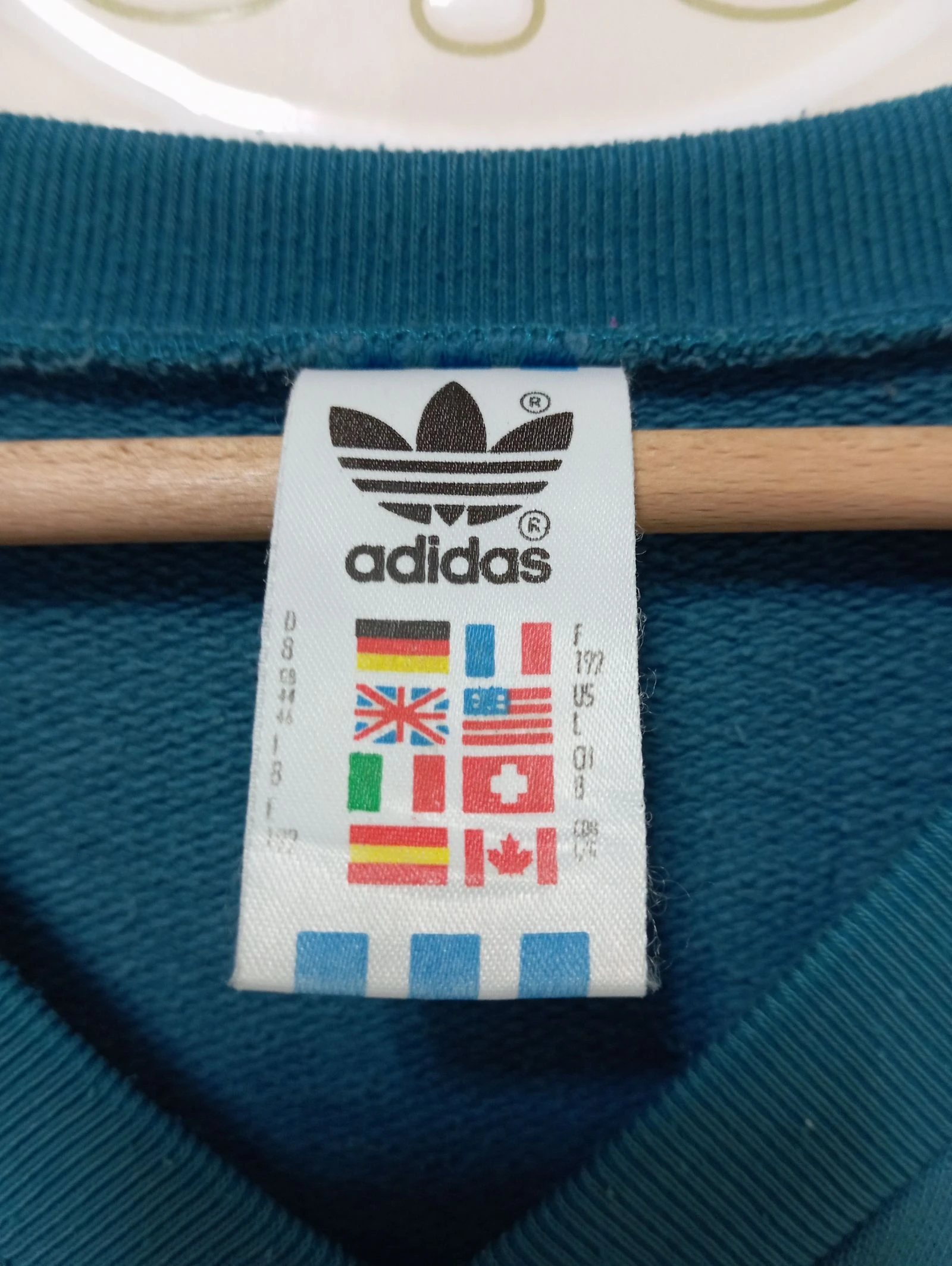 Chaleco de punto Adidas vintage azul verdoso / teal talla L – photo 3